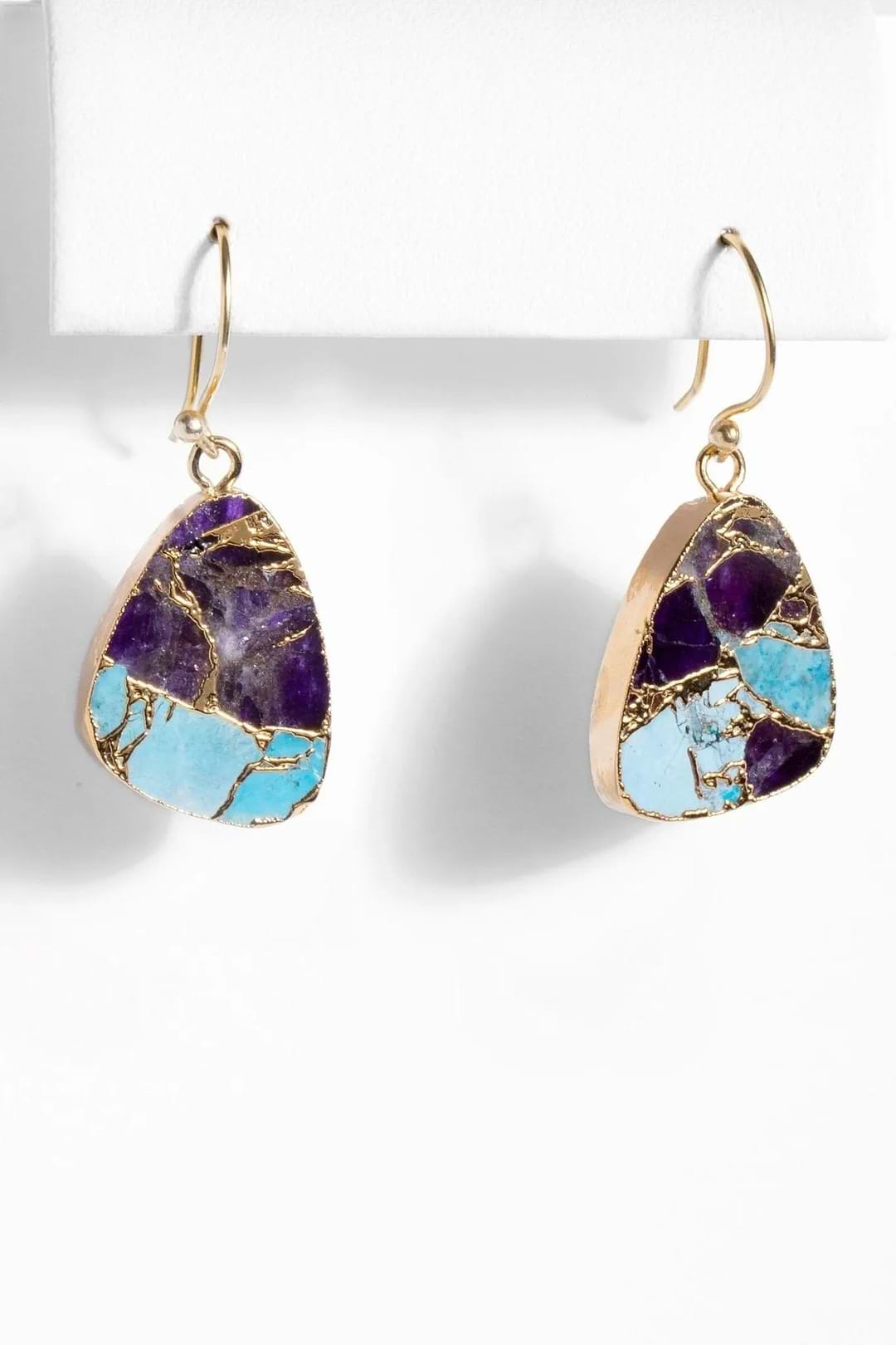 Mojave Triangle Mixed Gemstone Earring Blue