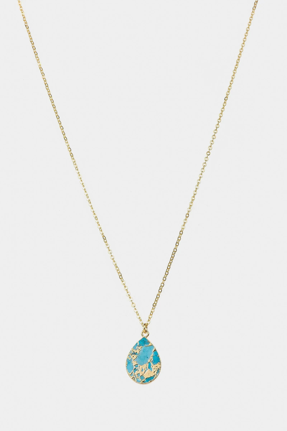 Mojave Pear Shape Mixed Gemstone Pendant Necklace Turquoise