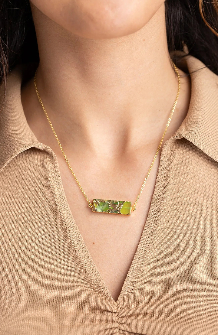 Mojave Rectangle Gemstone Necklace Greenyellow
