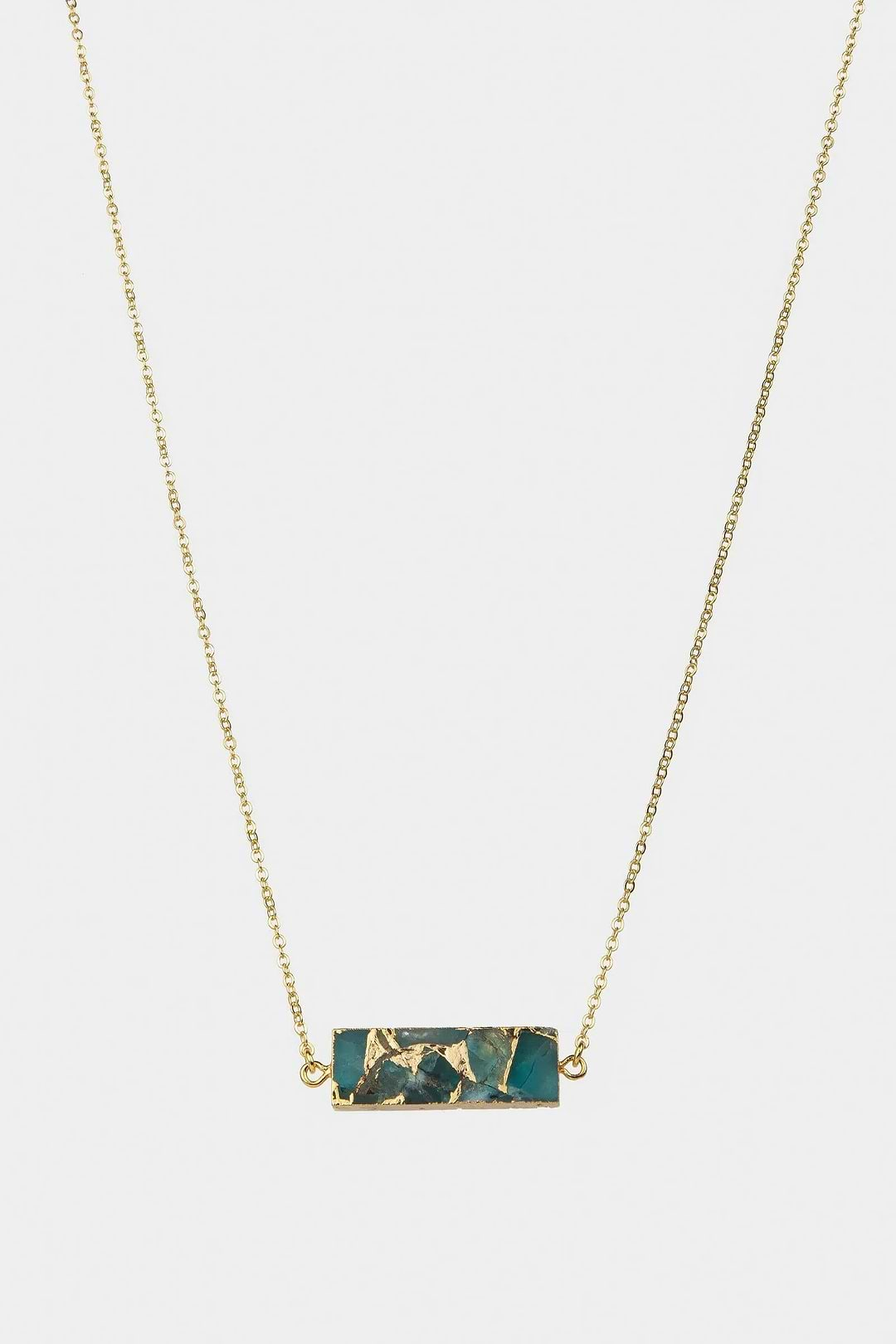 Mojave Rectangle Gemstone Necklace Dark Cyan