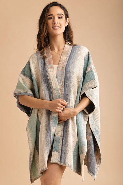 Printed Open Front Cotton Kimono - SAACHI - GREY - Kimono