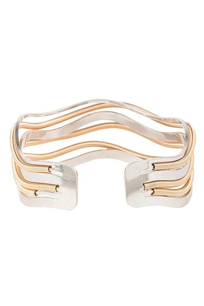 Two Tone Cable Cuff Bracelet - SAACHI - Gold - Bracelet