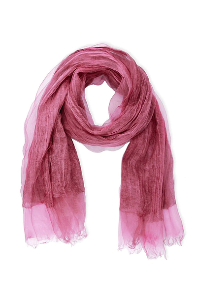 Diaphanous Textured Wrap Silk Scarf Hot Pink
