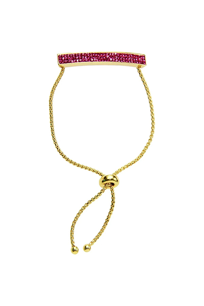 Dainty Crystal Bar Bracelet Deep Pink