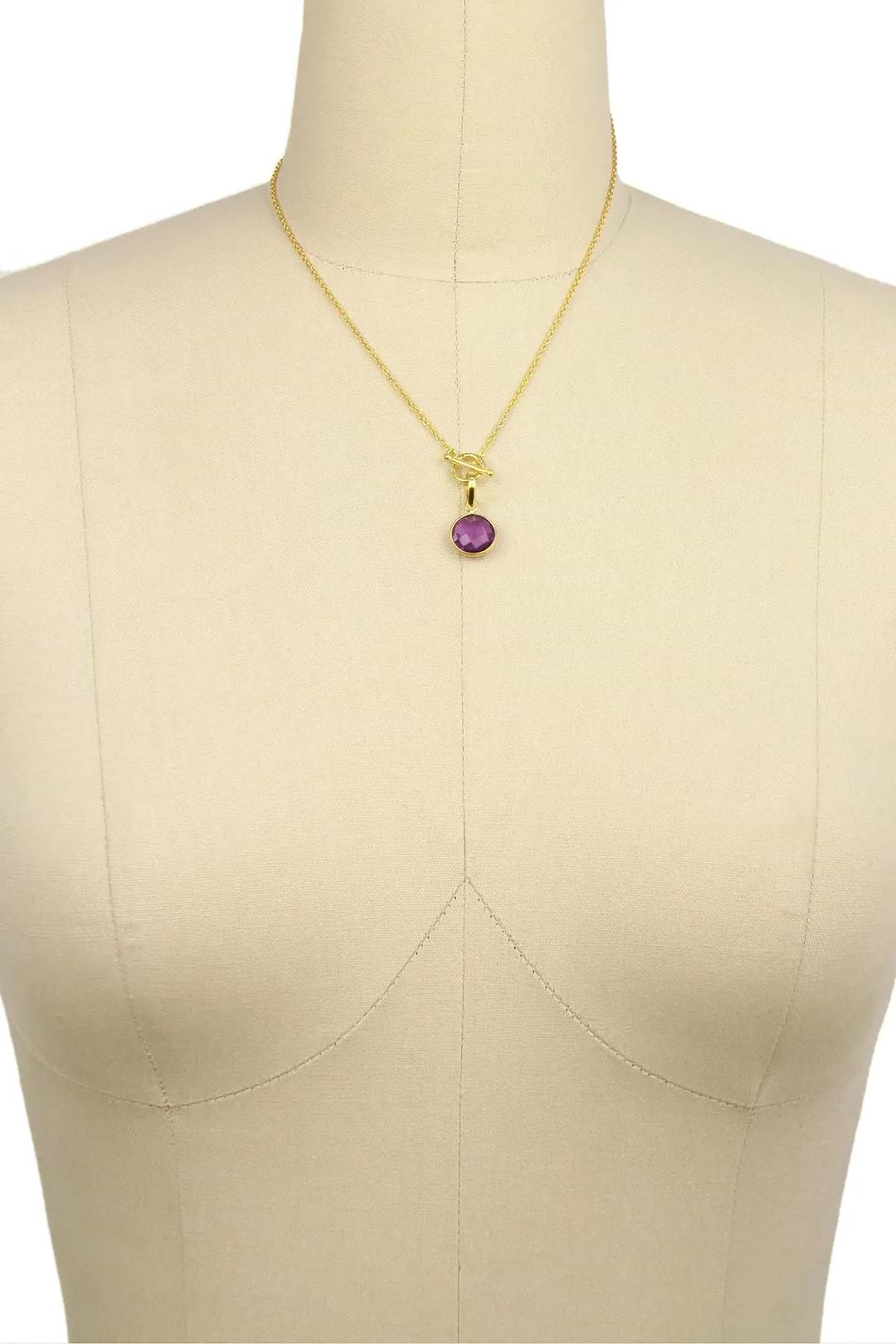  Round Pendant Necklace Purple