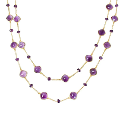 Gemstone Long Necklace Medium Purple