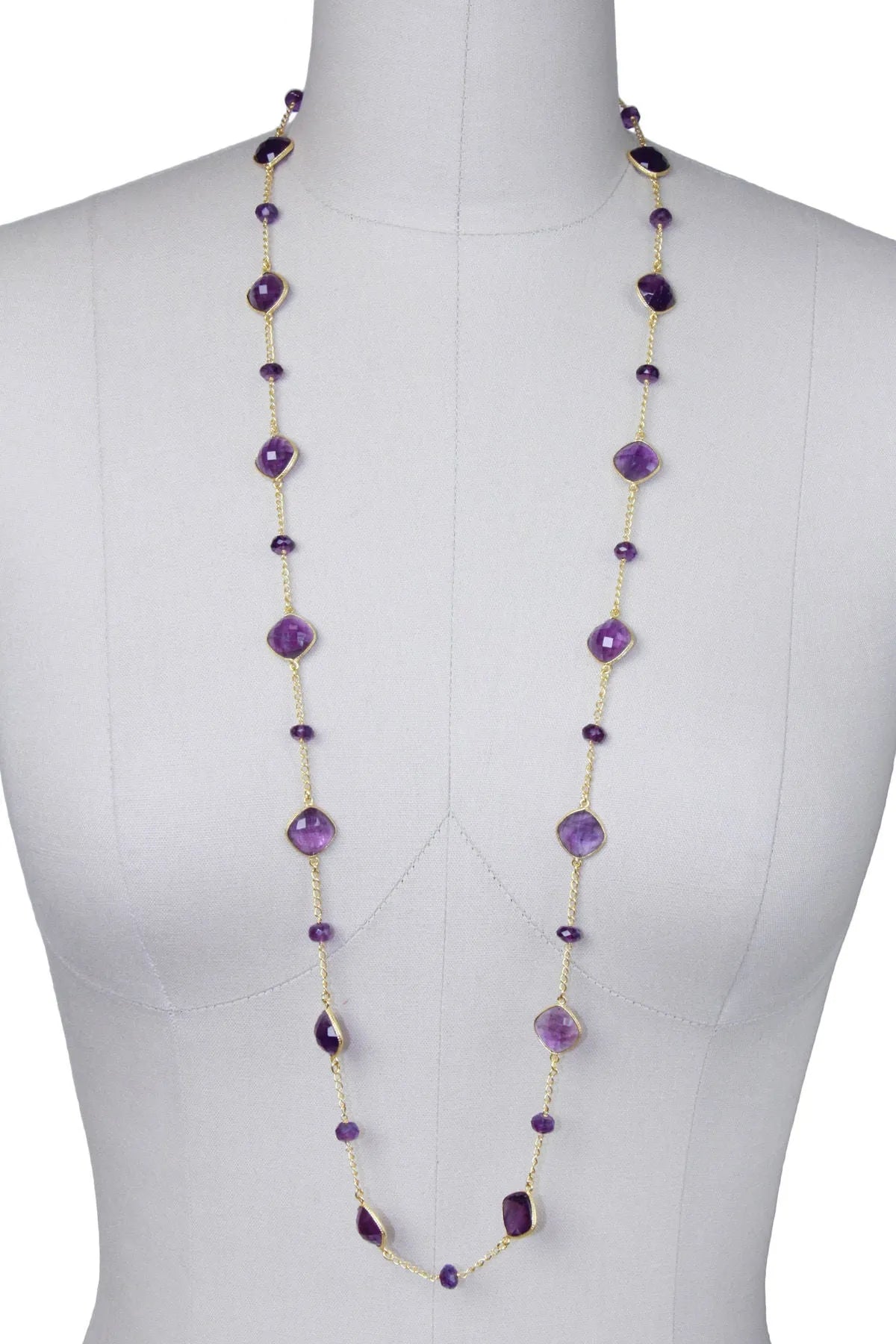 Gemstone Long Necklace Medium Purple