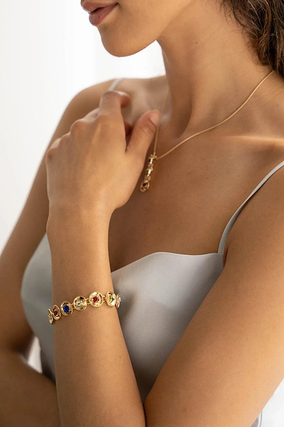 Divine Multi Charm Studded Bracelet - SAACHI - Gold - Bracelet