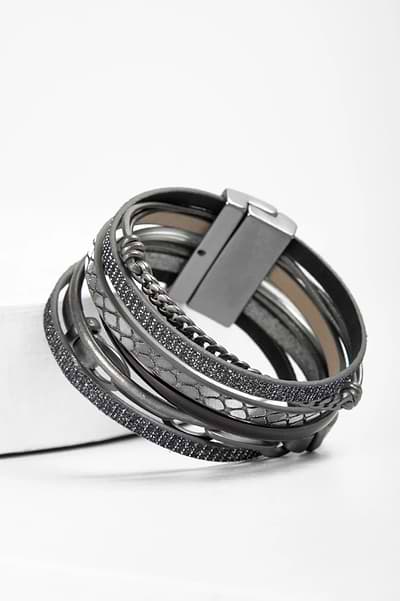 Brink Chain Link Leather Bracelet - SAACHI