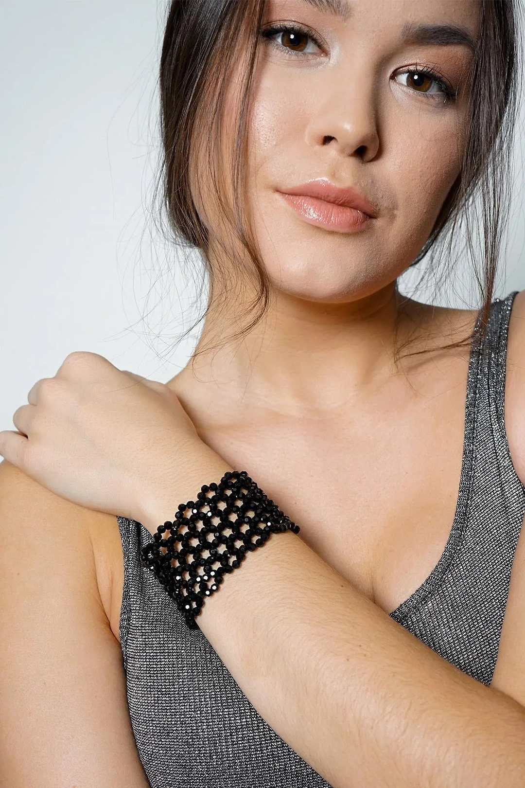 Seamless Glamour Crochet Bracelet Black