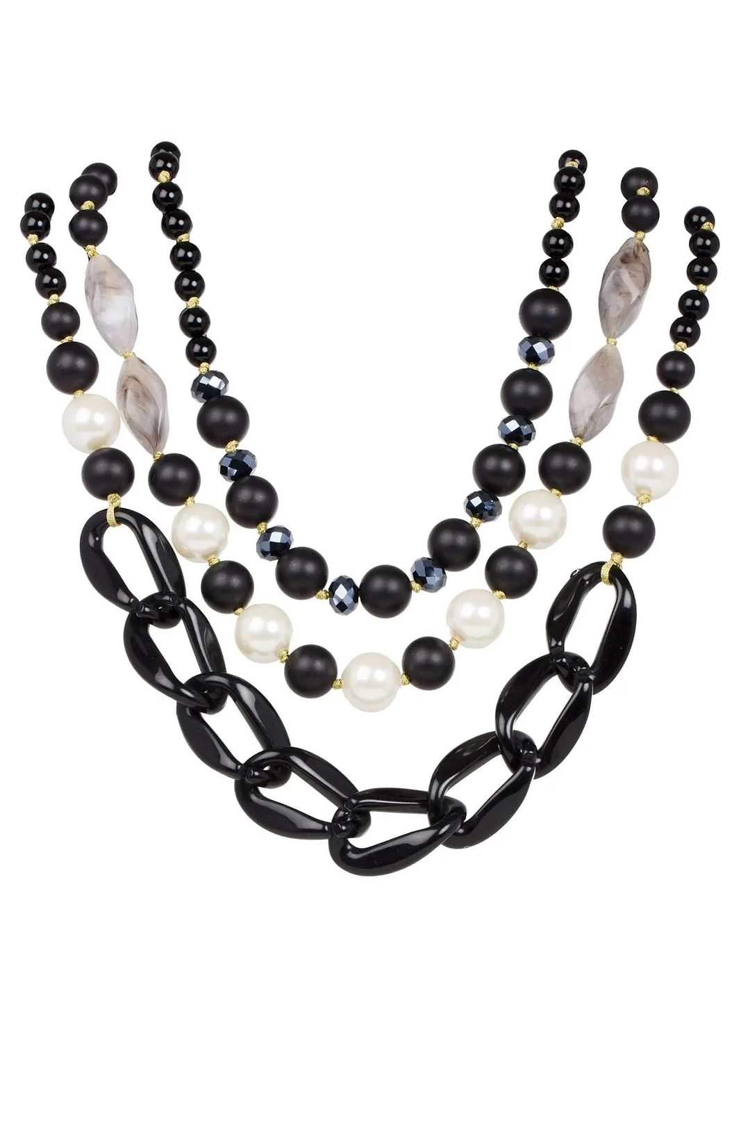 Betty Layered beaded Chain Necklace Black