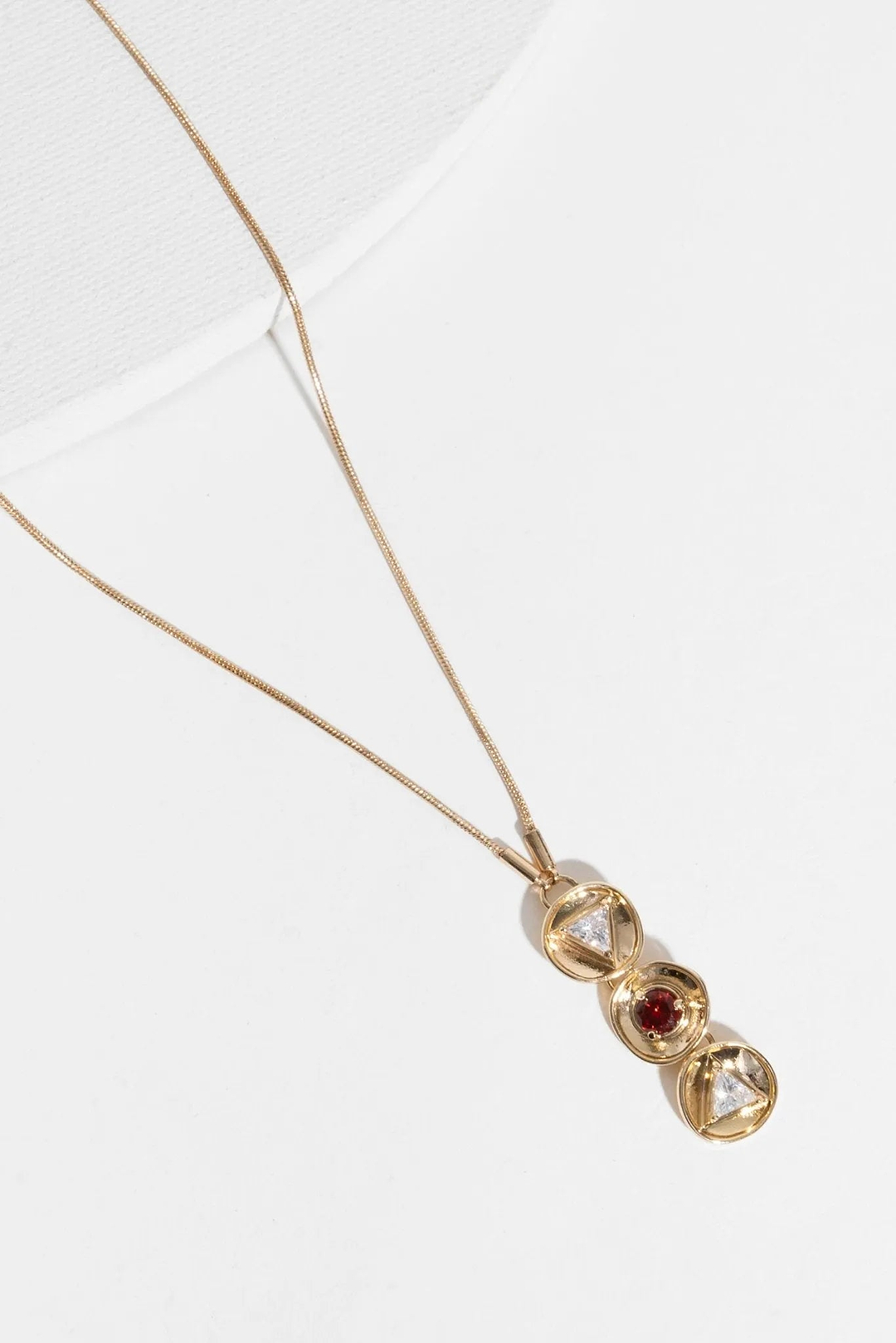 Divine Three Charm Pendant Necklace Red