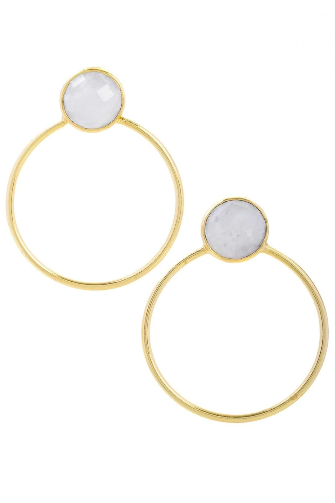 Gemstone Adorned Hoop Earrings Gainsboro