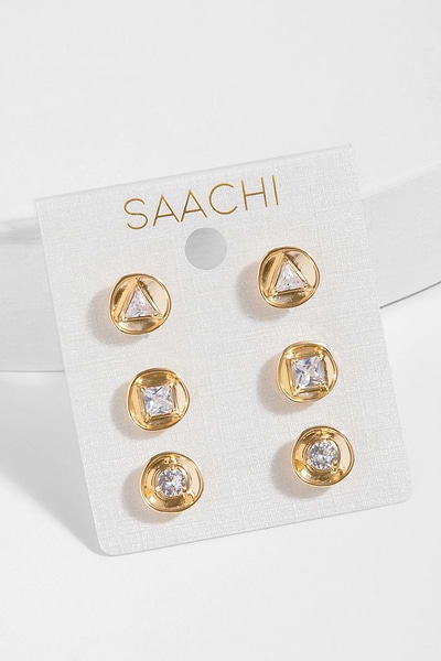 Divine Small Charm Stud Earring Set Gold