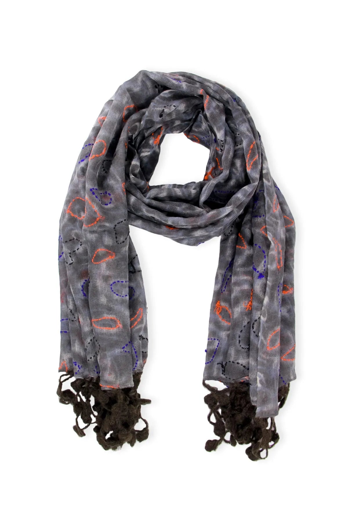 Mixed Print Knitted Fringe Scarf