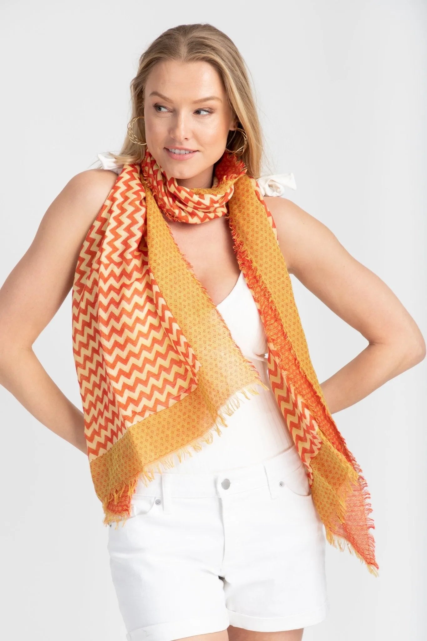 Mabel Chevron Scarf Orange