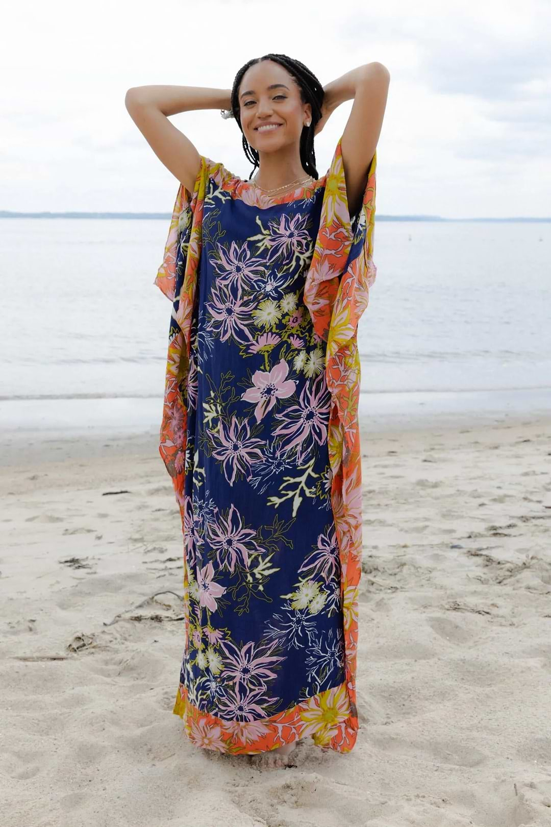 Wildflower Kaftan Navy