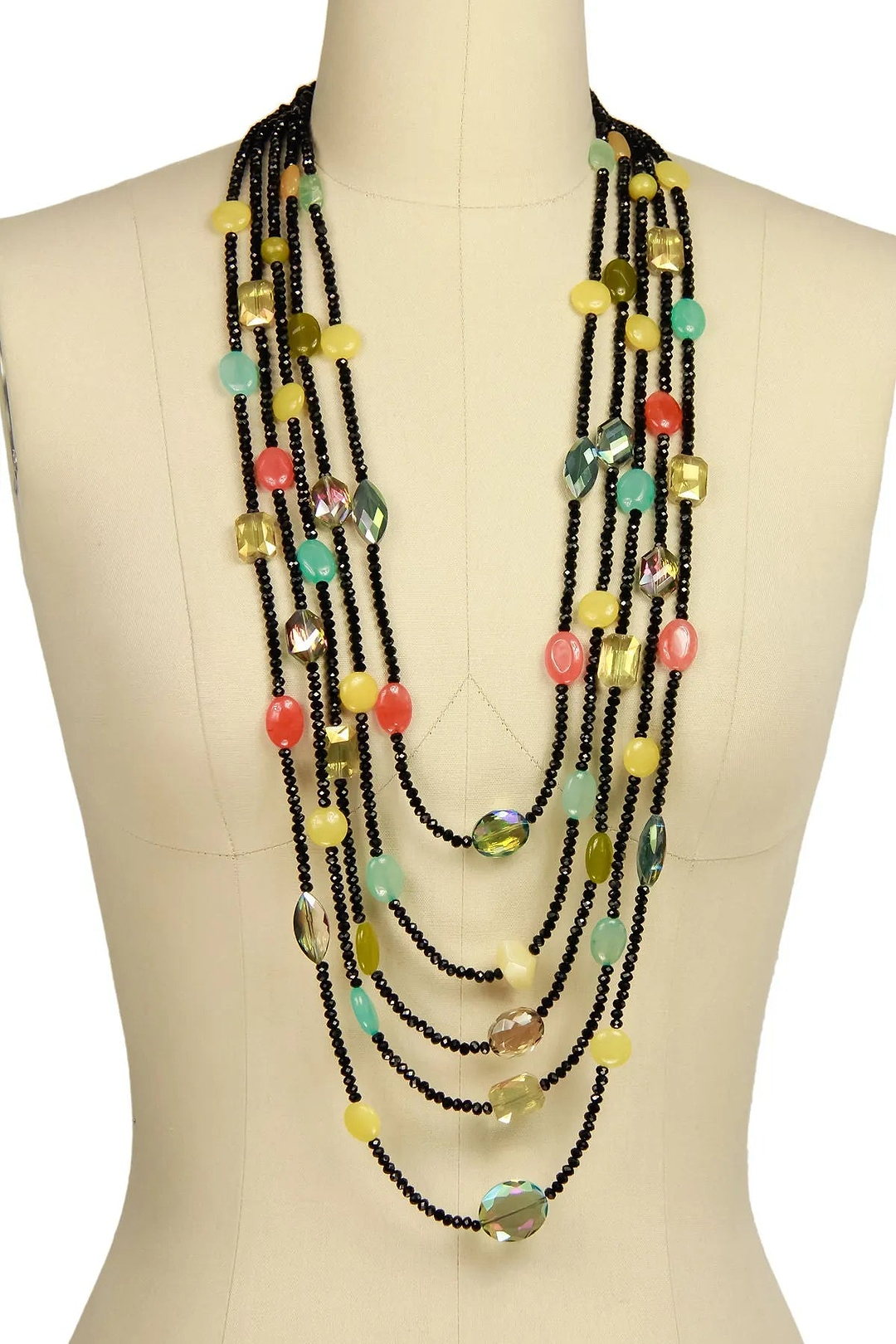 Multi Stone Statement Necklace Black