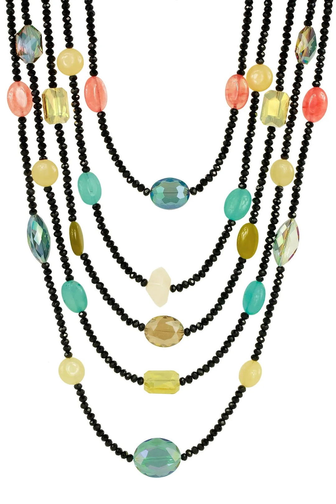 Multi Stone Statement Necklace Black