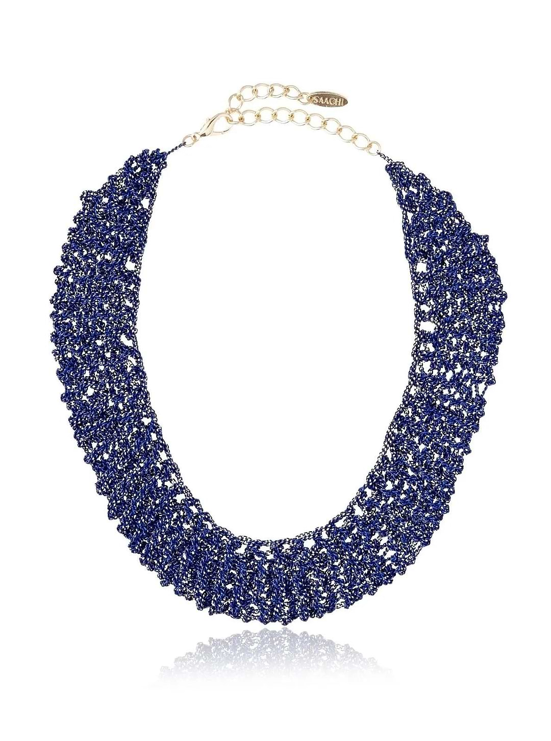 Crochet Chain Short Necklace Dark Blue