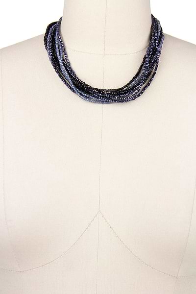 Multi Strand Crystal Ombre Necklace Black