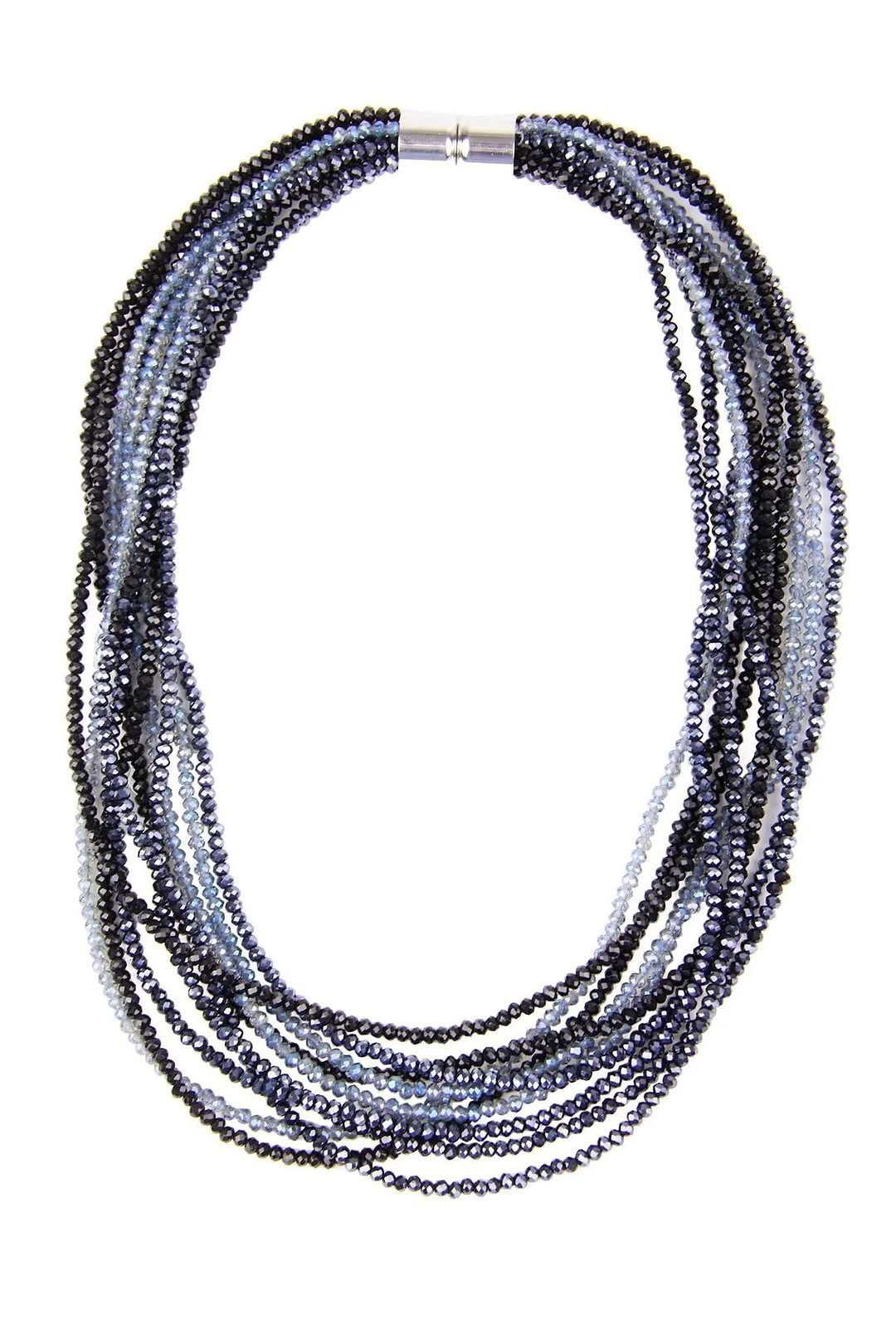 Multi Strand Crystal Ombre Necklace Black