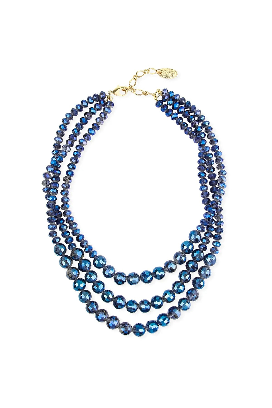 3 Tier Crystal Bead Necklace Royal Blue