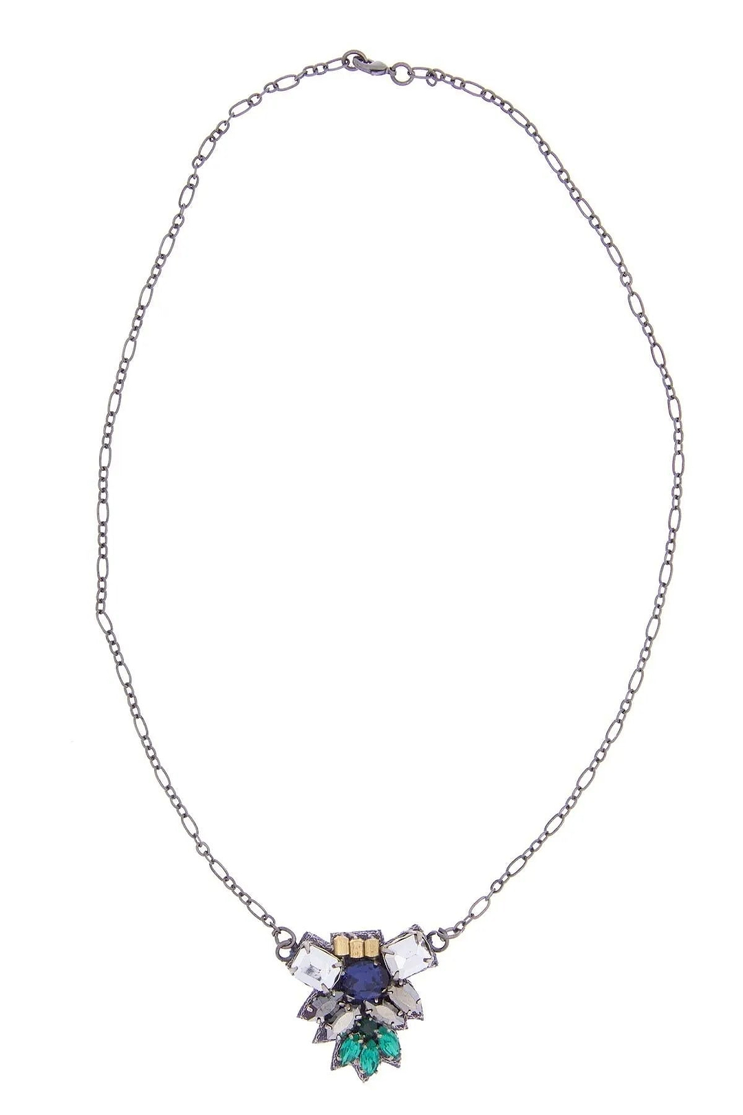 Modern Mosaic Crystal Pendant Necklace Gainsboro