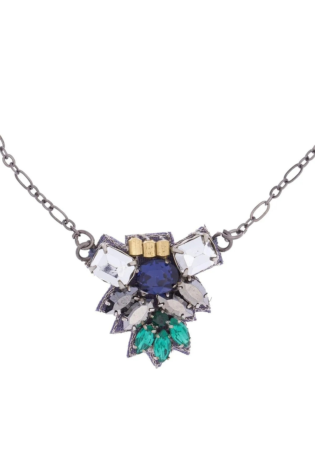 Modern Mosaic Crystal Pendant Necklace Gainsboro