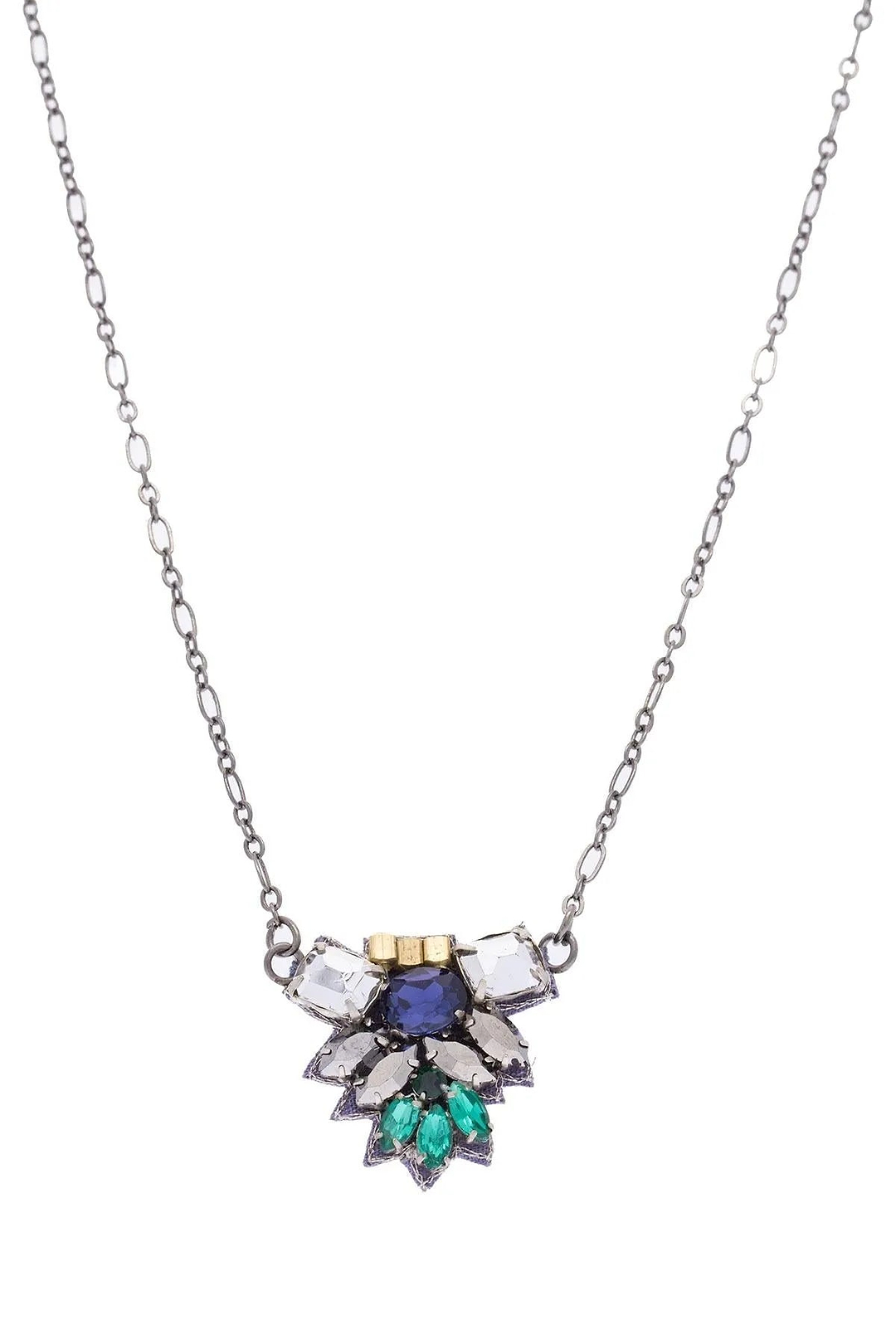 Modern Mosaic Crystal Pendant Necklace Gainsboro