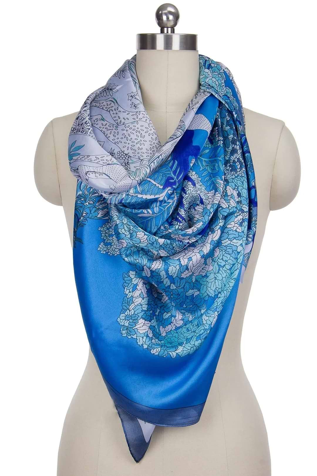 Hera flora Polyster Square Scarf Dodger Blue