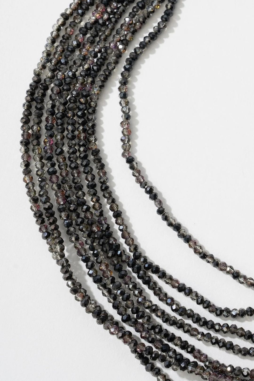 Multi Strand Crystal Necklace Black