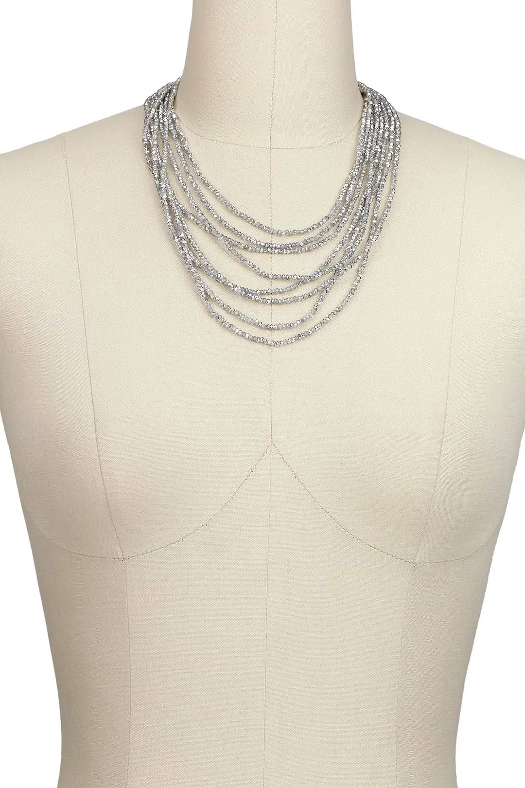 Long Multi Strand Crystal Necklace Gainsboro