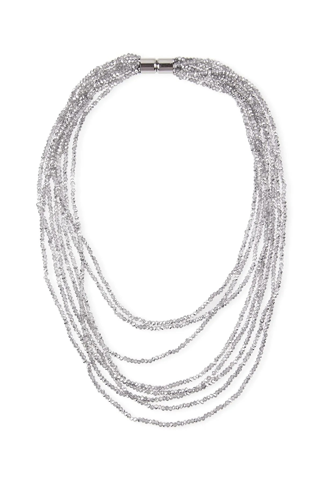 Long Multi Strand Crystal Necklace Gainsboro