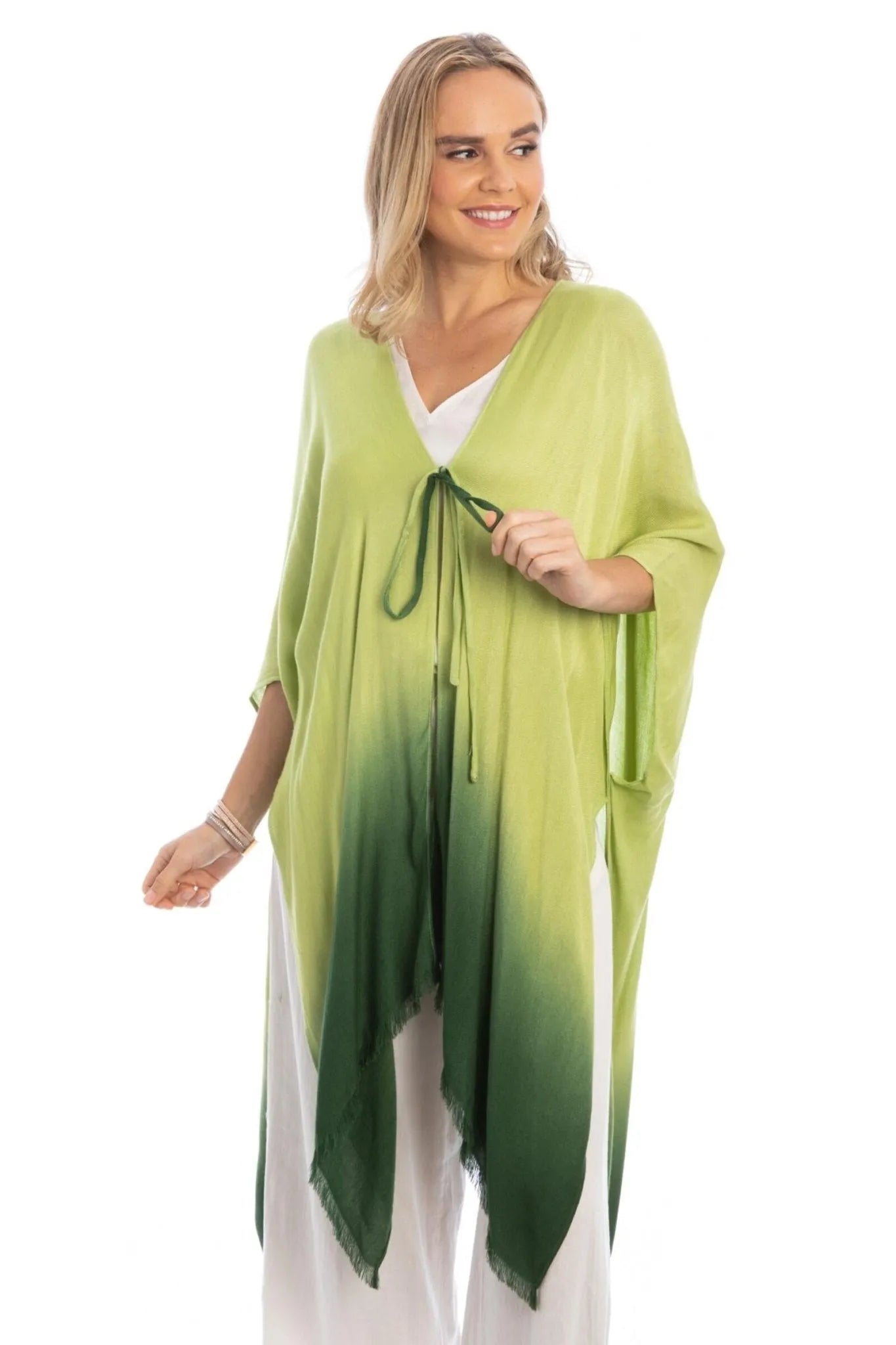 Ombre Flyaway Kimono Green yellow