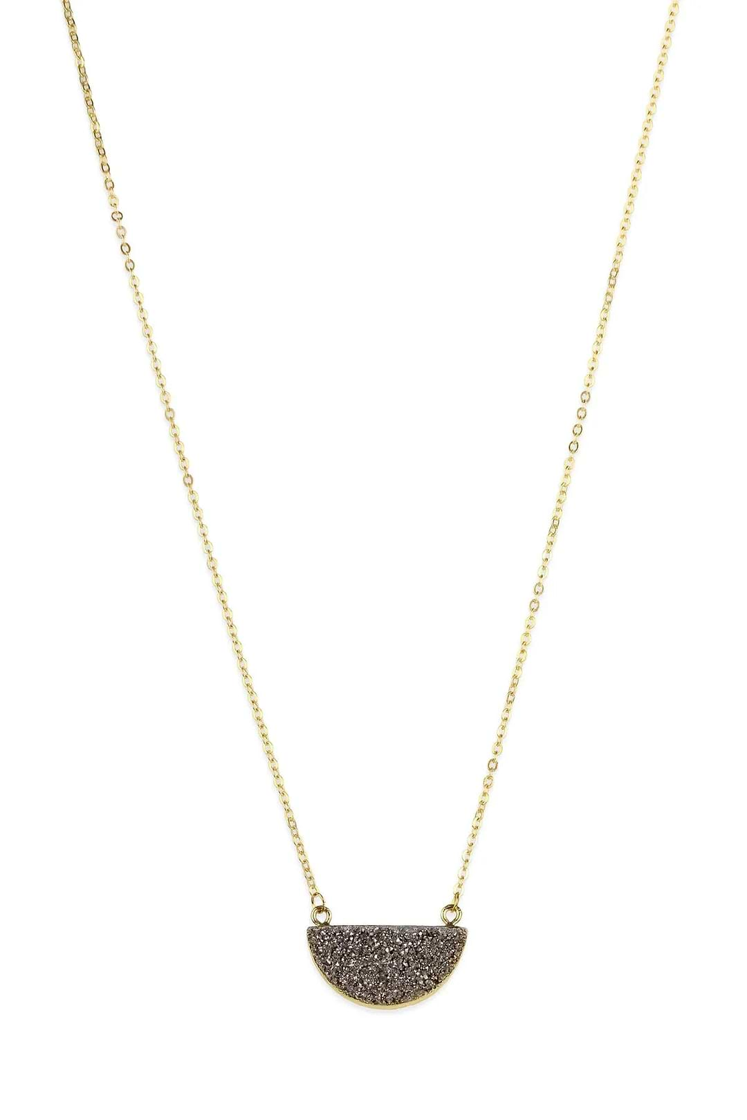 Semicircle Druzy Pendant Necklace - SAACHI