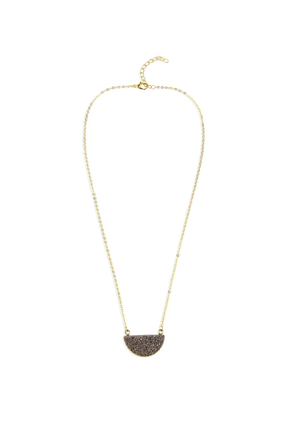 Semicircle Druzy Pendant Necklace - SAACHI