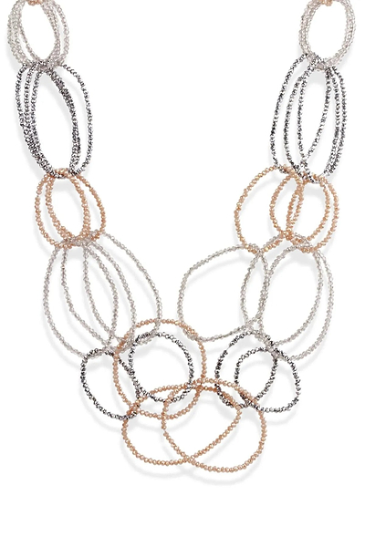 3-Multi Layer Oval Crystal Beaded Necklace - SAACHI