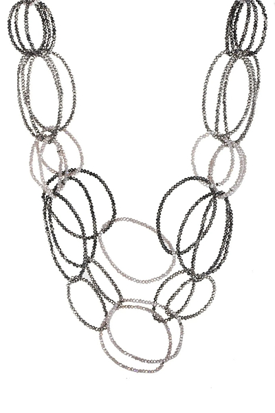 3-Layer Oval Multi Crystal Beaded Necklace - SAACHI