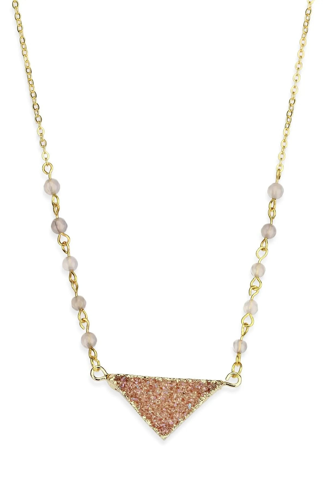 Triangle Pendant Druzy Necklace Dark Salmon