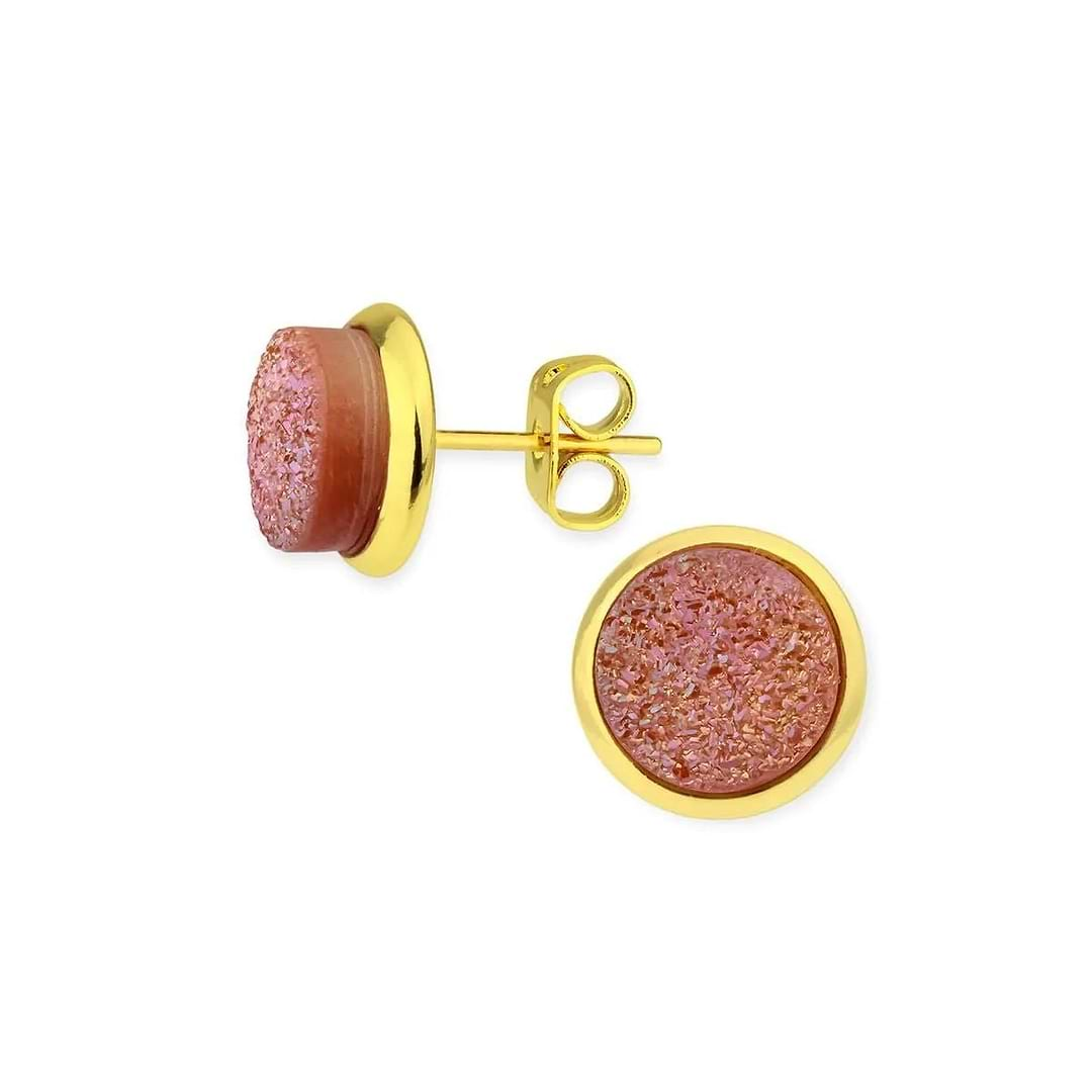 Tiny Druzy Earring Salmon