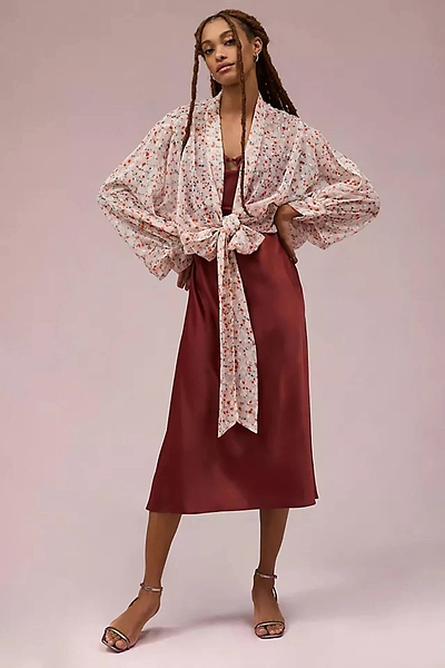 Tie Front Flora Kimono Lavender Blush