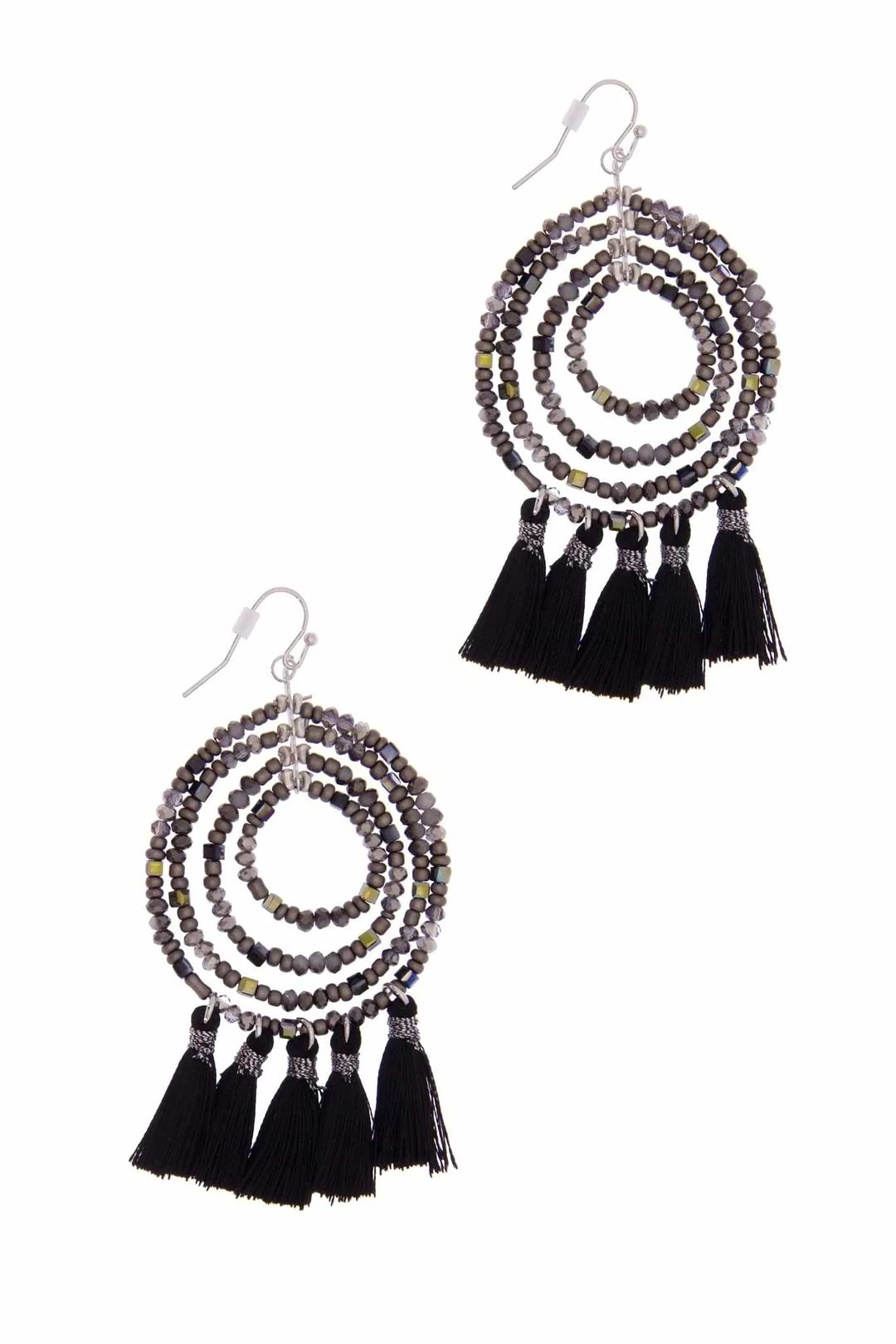 Varkala Beaded Hoop Earring Black