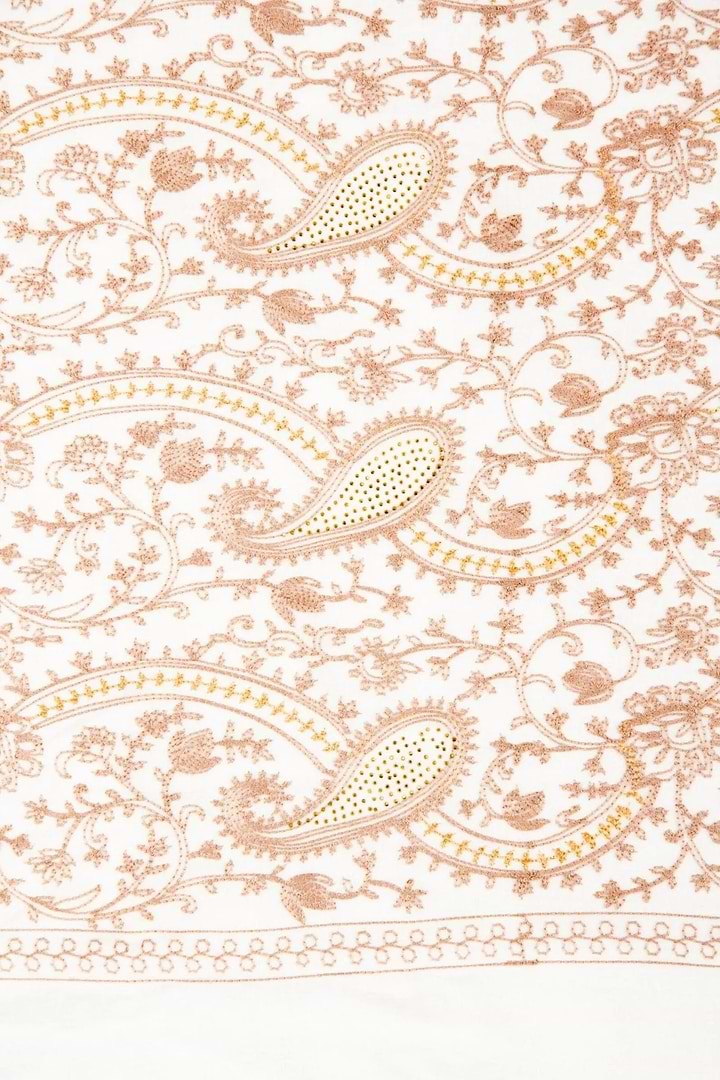 Nora Embroidered Reversible Scarf Ivory