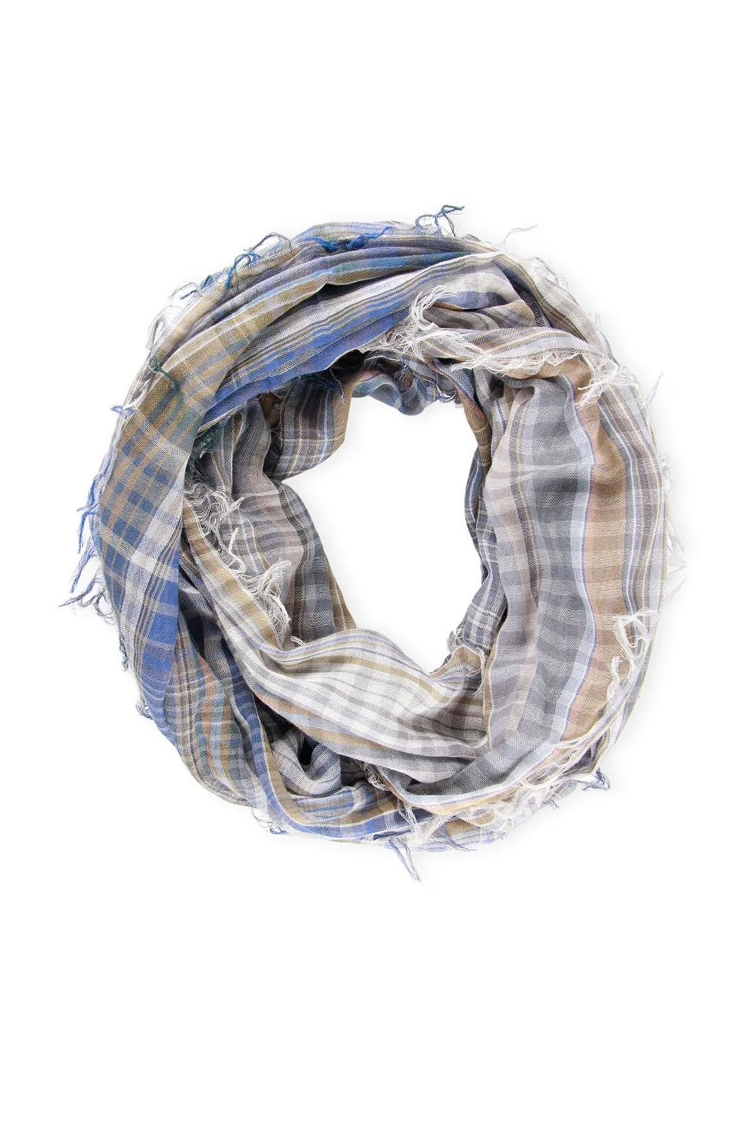 Penelope Plaid Infinity Scarf Light Gray