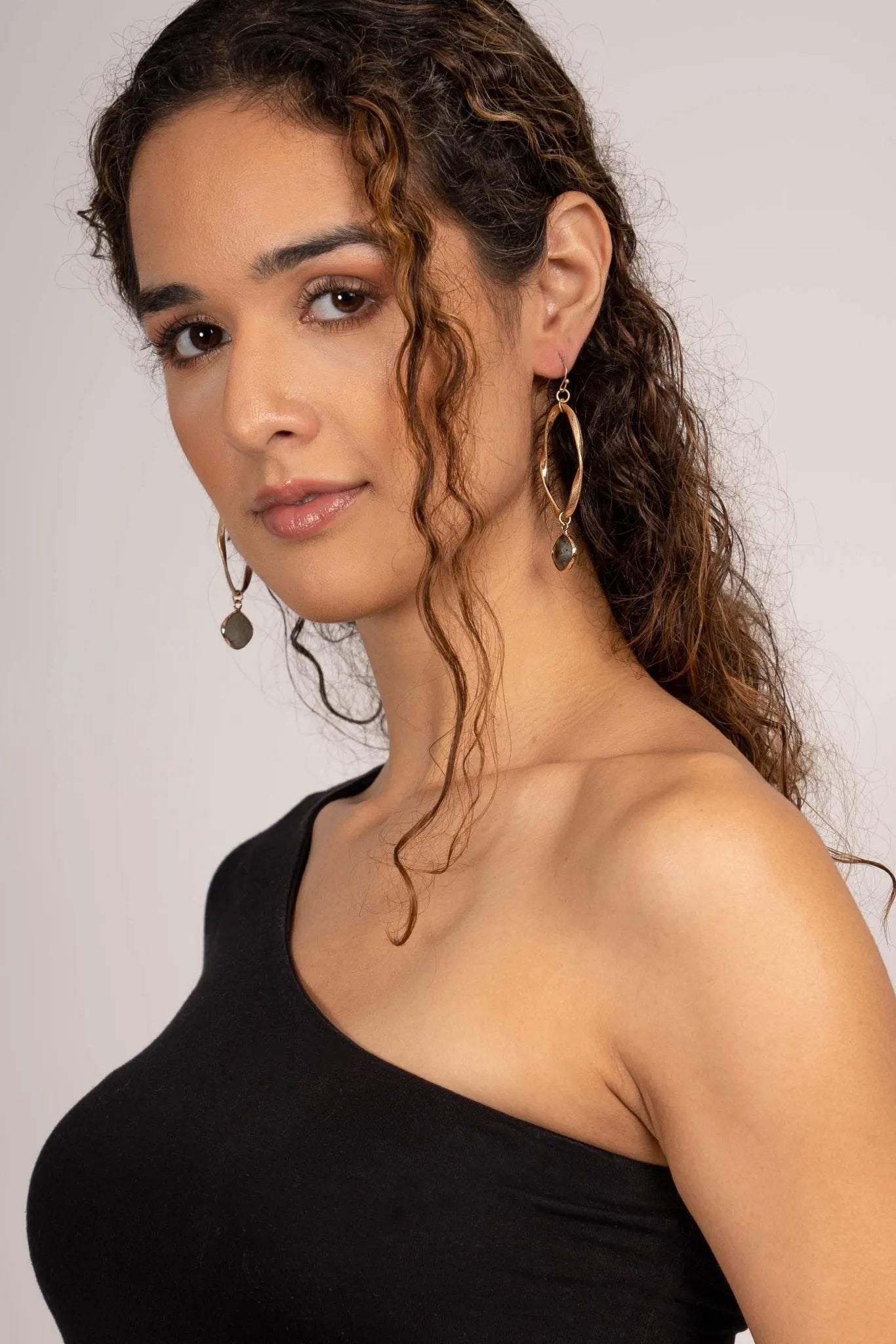 Ella Gemstone Drop Earrings Dim Grey