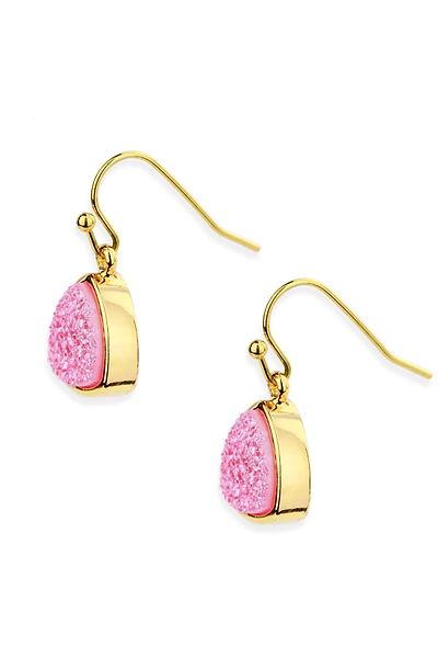 Pink Triangle Druzy Dangle Earring - SAACHI
