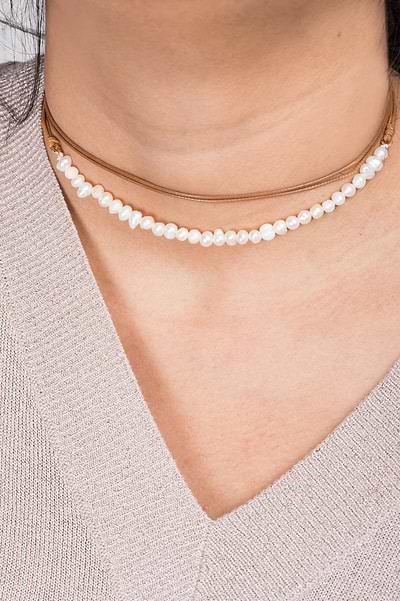 Pearl Choker Necklace Coral