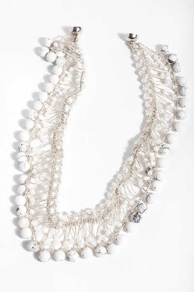 Madame Glass Beaded Collar Chain Necklace With Natural Stone - SAACHI