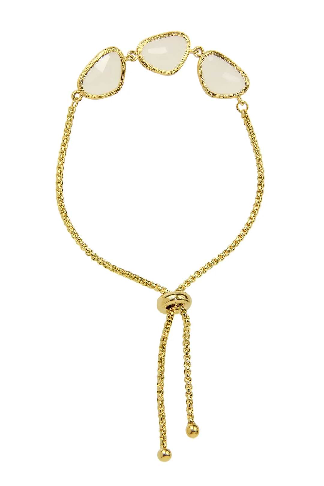 Gemstone Triple Pendant Toggle Bracelet Corn Silk